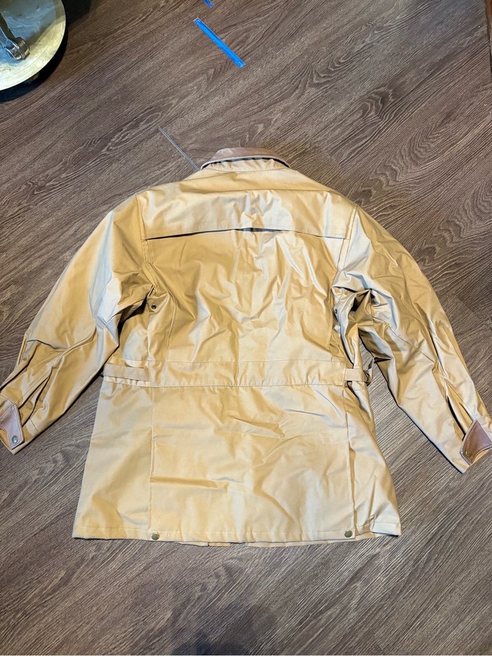 Men's Tan Field Jacket with Contrast Collar and Plaid Lining - Picture 3 of 3